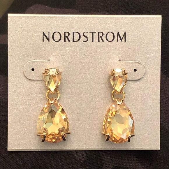 Nordstrom | Faux Citrine Drop Statement Earrings | 1 3/8” Length - Picture 1 of 2